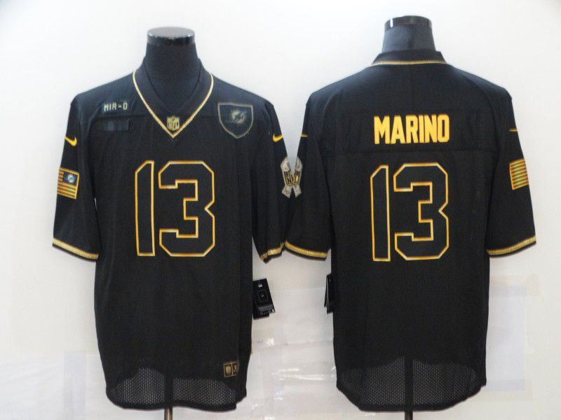 Men Miami Dolphins #13 Marind Black Retro Gold Lettering 2020 Nike NFL Jersey->detroit lions->NFL Jersey